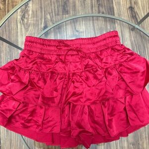 Day + Moon Red Ruffled Skirt